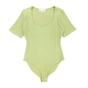 NEW Mara Hoffman Linen Organic Cotton Ribbed Knit Marlowe Bodysuit Green Large